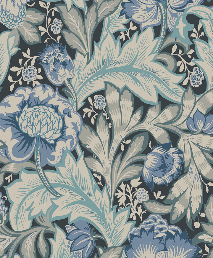 Acanthus Garden Bluestone & Golden by Seabrook Wallpaper Legacy Prints Netherlands 57.5 25.2" 20.9" - Fabric Carolina -