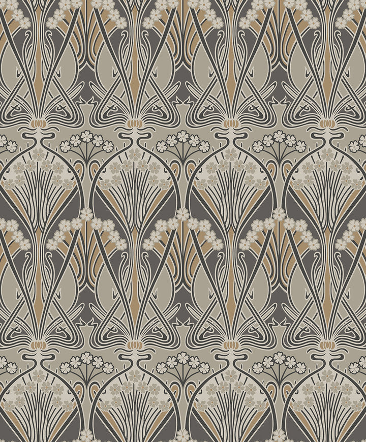 Dragonfly Damask Bronze & Smoke by Seabrook Wallpaper Legacy Prints Netherlands 57.5 12" 20.9" - Fabric Carolina -