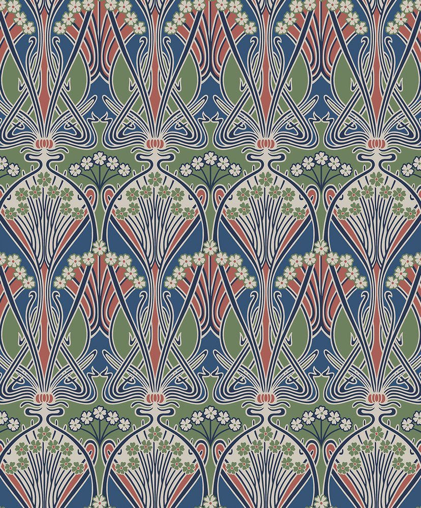 Dragonfly Damask Mauve & Sage by Seabrook Wallpaper Legacy Prints Netherlands 57.5 12" 20.9" - Fabric Carolina -