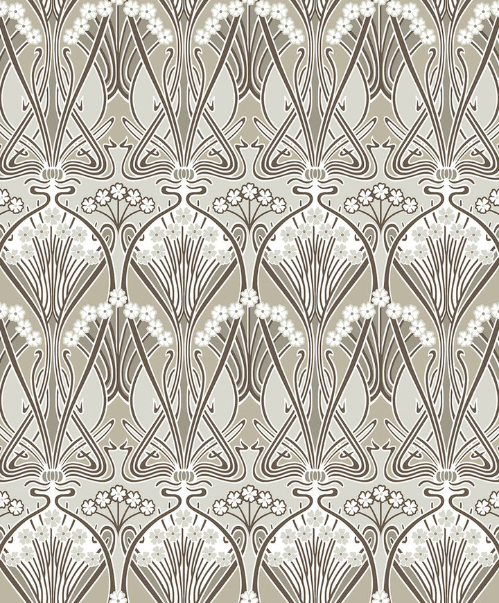 Dragonfly Damask Warm Pewter by Seabrook Wallpaper Legacy Prints Netherlands 57.5 12" 20.9" - Fabric Carolina -