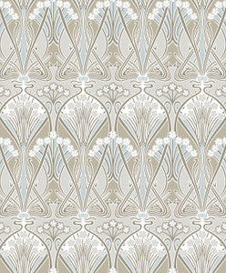Dragonfly Damask Soft Taupe & Blue Mist by Seabrook Wallpaper