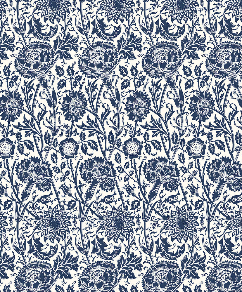 Tonal Floral Trail Navy Blue by Seabrook Wallpaper Legacy Prints Netherlands 57.5 18" 20.9" - Fabric Carolina -