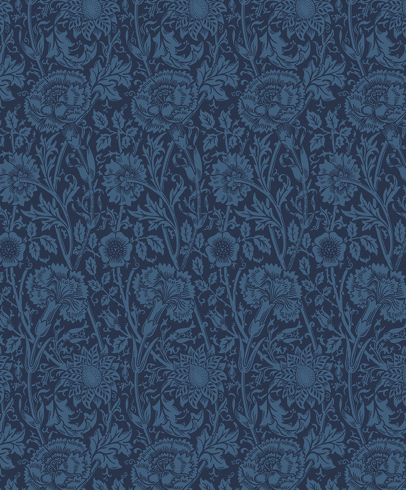 Tonal Floral Trail Marine Blue by Seabrook Wallpaper Legacy Prints Netherlands 57.5 18" 20.9" - Fabric Carolina -