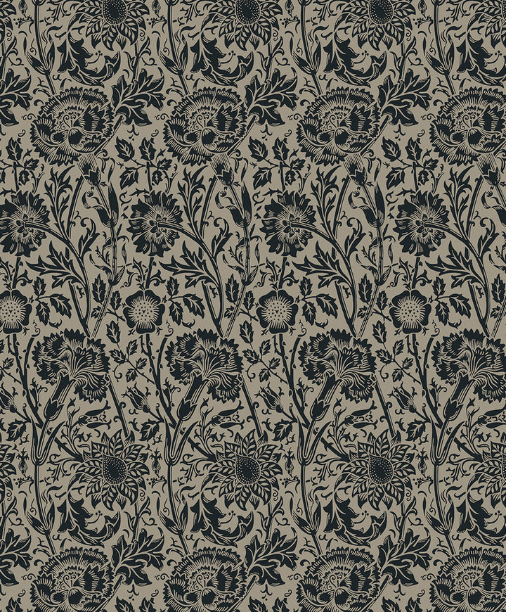 Tonal Floral Trail Taupe & Ebony by Seabrook Wallpaper Legacy Prints Netherlands 57.5 18" 20.9" - Fabric Carolina -