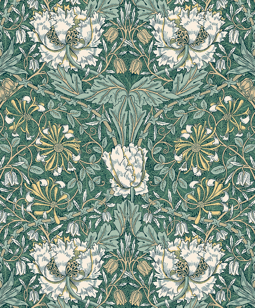 Ogee Flora Everglades & Buttercup by Seabrook Wallpaper Legacy Prints Netherlands 57.5 20.87" 20.9" - Fabric Carolina -
