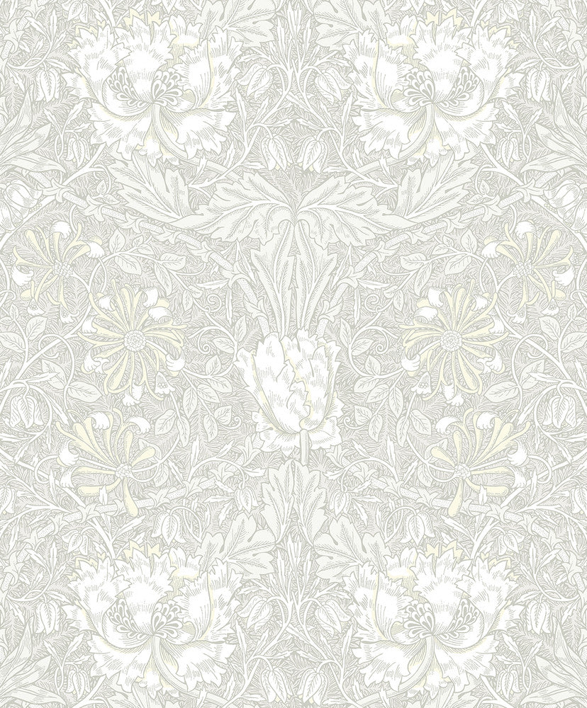 Ogee Flora Swiss Coffee & Light Grey by Seabrook Wallpaper Legacy Prints Netherlands 57.5 20.87" 20.9" - Fabric Carolina -