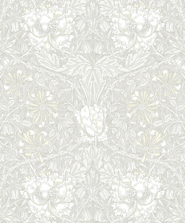 Ogee Flora Swiss Coffee & Light Grey by Seabrook Wallpaper Legacy Prints Netherlands 57.5 20.87" 20.9" - Fabric Carolina -