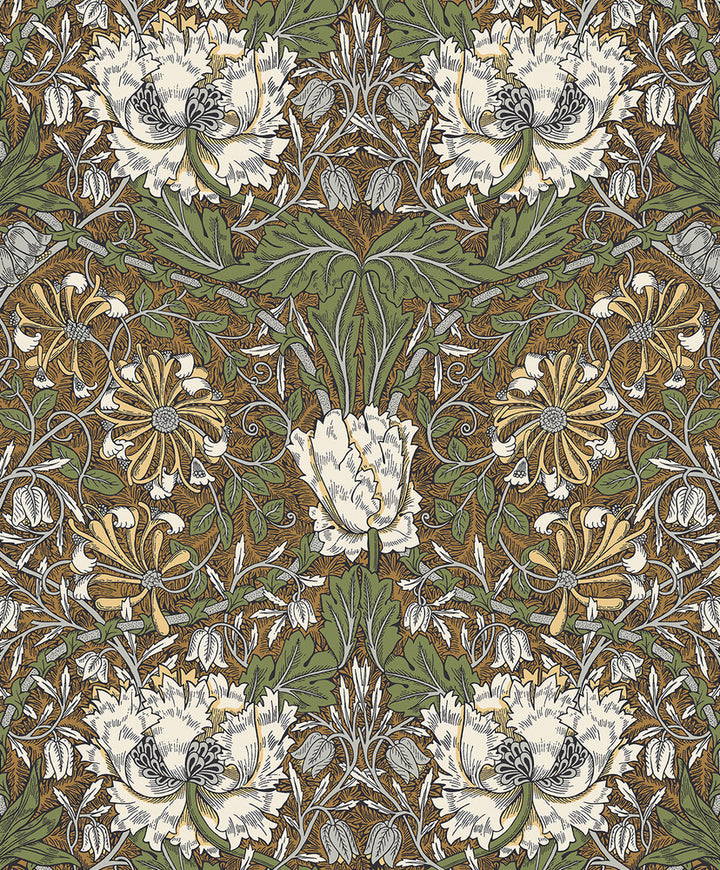 Ogee Flora Dijon & Sage by Seabrook Wallpaper Legacy Prints Netherlands 57.5 20.87" 20.9" - Fabric Carolina -