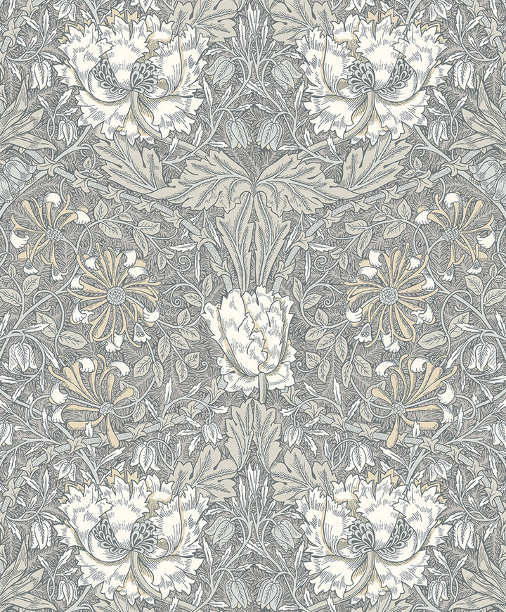 Ogee Flora Stone Grey & Desert Sand by Seabrook Wallpaper Legacy Prints Netherlands 57.5 20.87" 20.9" - Fabric Carolina -