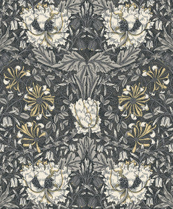 Ogee Flora Charcoal & Goldenrod by Seabrook Wallpaper