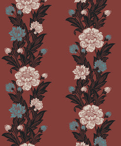 Blooming Stripe Pale Carmine & Aqua by Seabrook Wallpaper