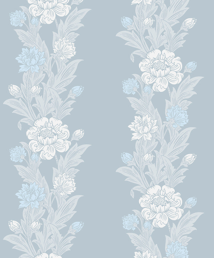 Blooming Stripe Baby Blue by Seabrook Wallpaper Legacy Prints Netherlands 57.5 12.6" 20.9" - Fabric Carolina -
