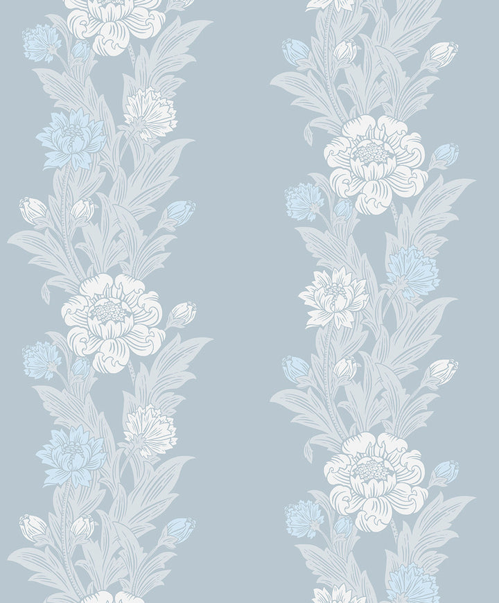Blooming Stripe Baby Blue by Seabrook Wallpaper Legacy Prints Netherlands 57.5 12.6" 20.9" - Fabric Carolina -