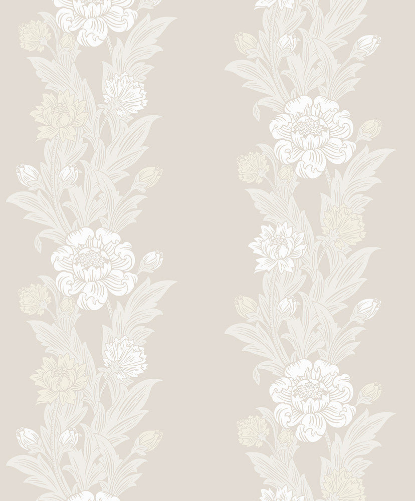 Blooming Stripe Swiss Coffee by Seabrook Wallpaper Legacy Prints Netherlands 57.5 12.6" 20.9" - Fabric Carolina -