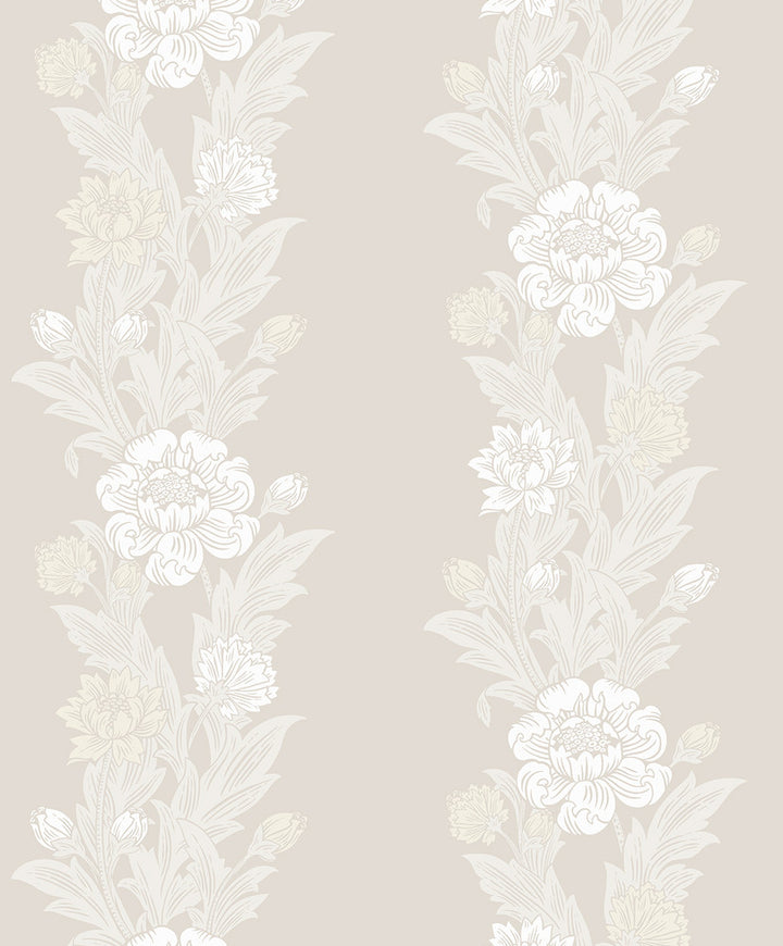 Blooming Stripe Swiss Coffee by Seabrook Wallpaper Legacy Prints Netherlands 57.5 12.6" 20.9" - Fabric Carolina -