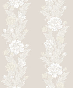 Blooming Stripe Swiss Coffee by Seabrook Wallpaper