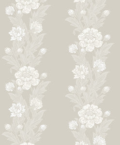 Blooming Stripe Metallic Pearl by Seabrook Wallpaper