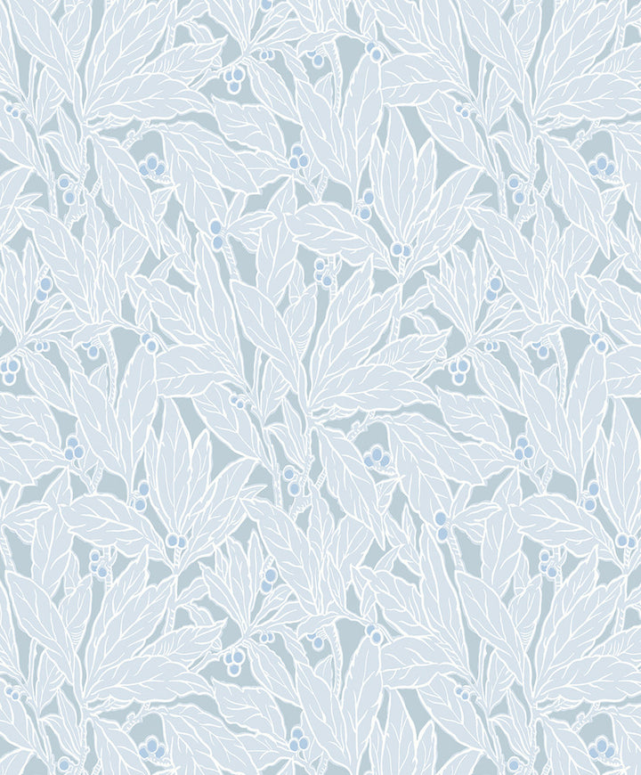 Leaf and Berry Powder Blue by Seabrook Wallpaper Legacy Prints Netherlands 57.5 18" 20.9" - Fabric Carolina -