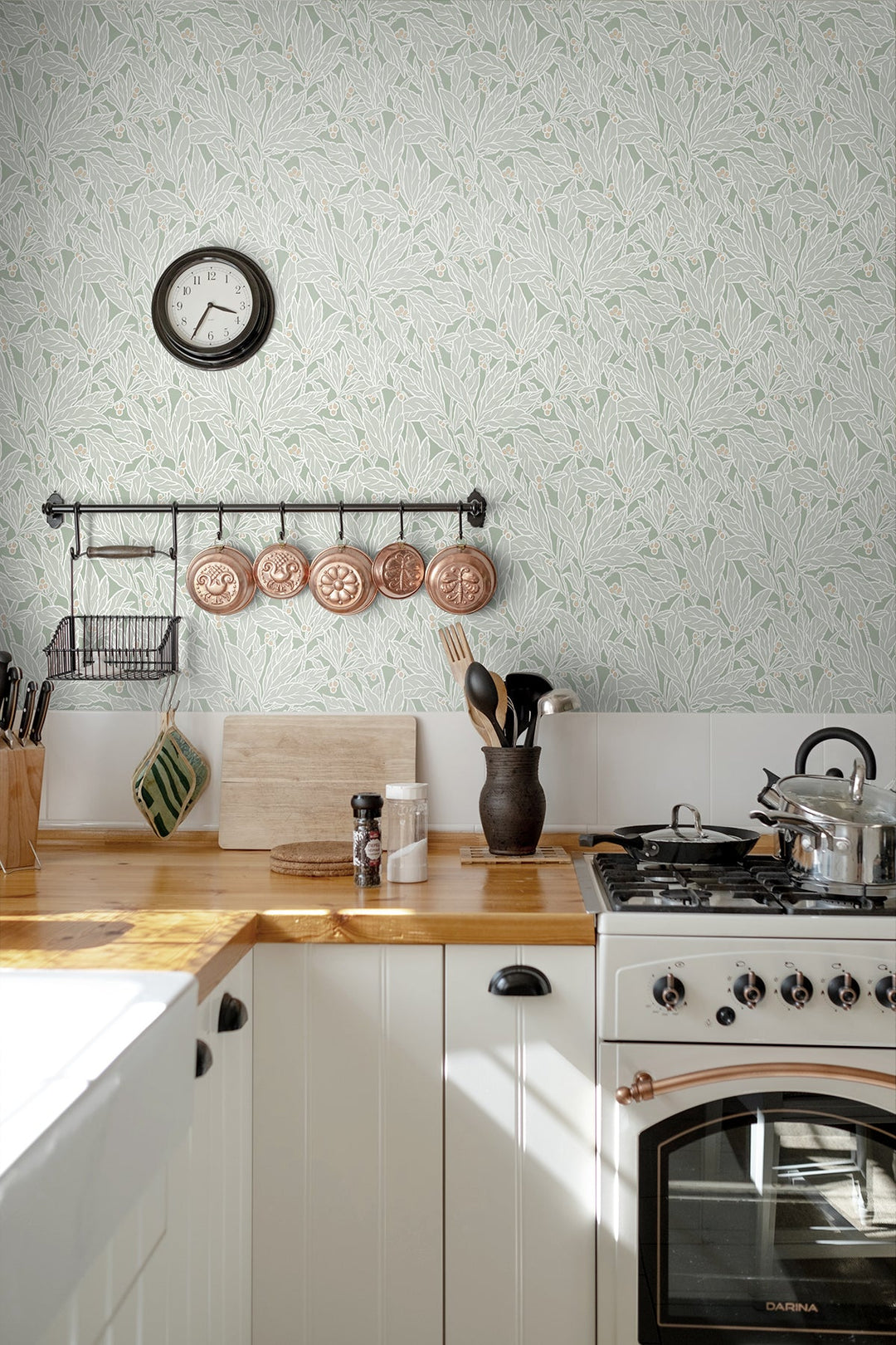 Leaf and Berry Spearmint ET12804 by Etten Studios Designer Wallpaper