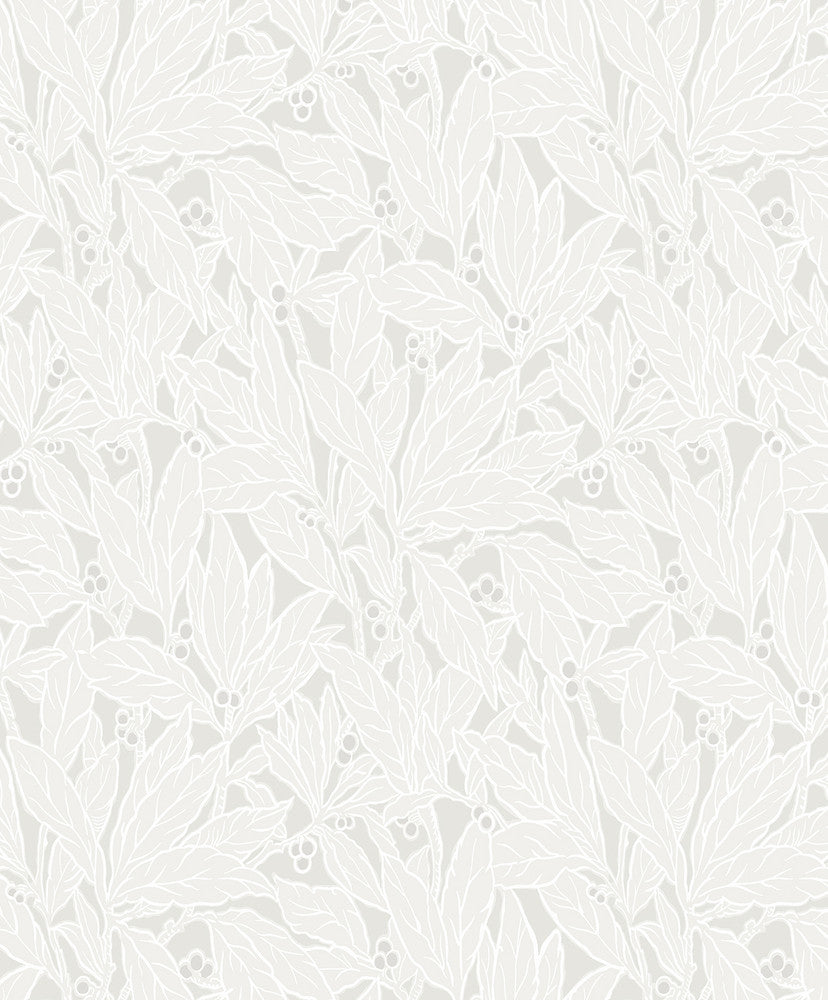 Leaf and Berry Dove & Metallic Pearl by Seabrook Wallpaper Legacy Prints Netherlands 57.5 18" 20.9" - Fabric Carolina -