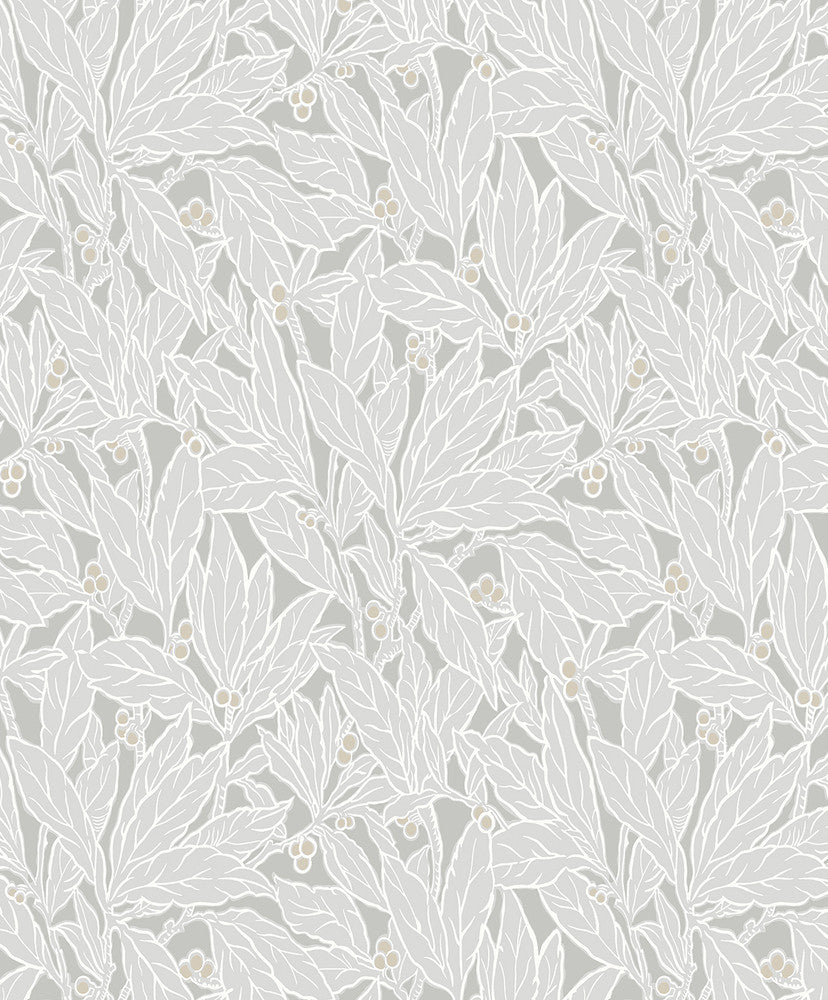 Leaf and Berry Daydream Grey by Seabrook Wallpaper Legacy Prints Netherlands 57.5 18" 20.9" - Fabric Carolina -