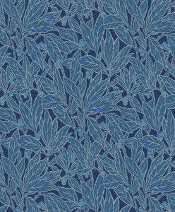 Leaf and Berry Marine Blue by Seabrook Wallpaper