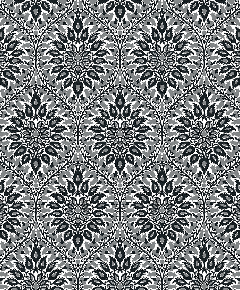 Luna Ogee Ebony & Argos Grey by Seabrook Wallpaper Legacy Prints Netherlands 57.5 12.6" 20.9" - Fabric Carolina -