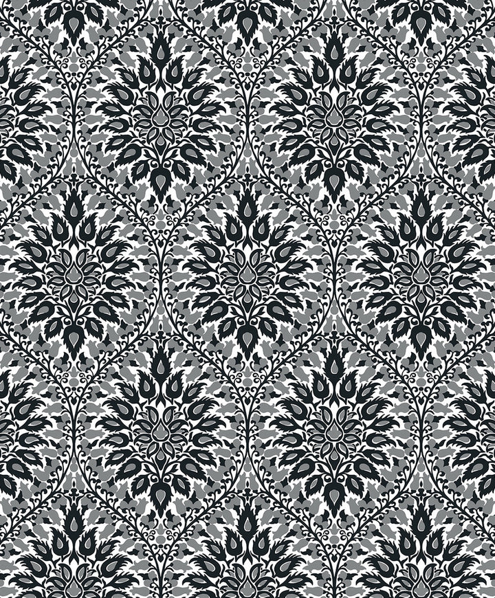 Luna Ogee Ebony & Argos Grey by Seabrook Wallpaper Legacy Prints Netherlands 57.5 12.6" 20.9" - Fabric Carolina -