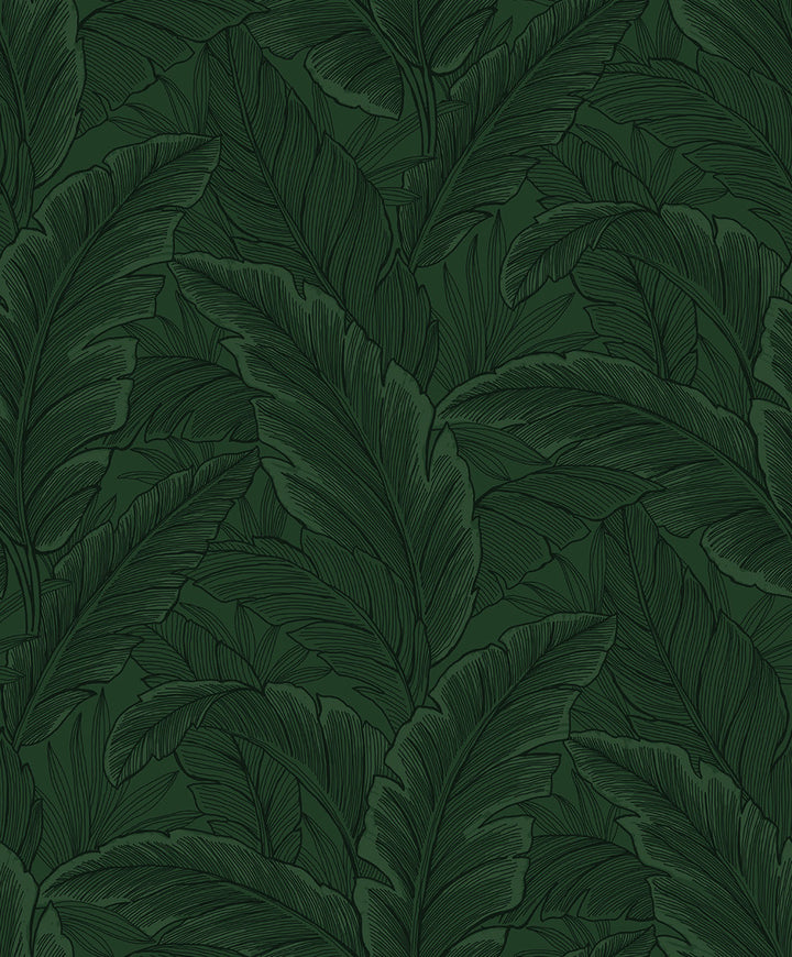 Gulf Tropical Leaves Forest Green by Seabrook Wallpaper Etten Studios Online Netherlands 57.5 25.2" 20.9" - Fabric Carolina -