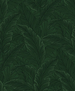 Gulf Tropical Leaves Forest Green by Seabrook Wallpaper