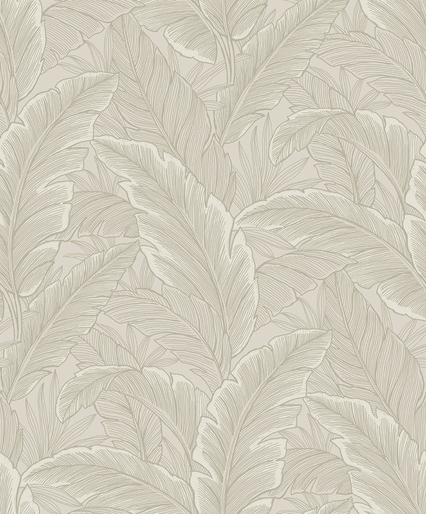 Gulf Tropical Leaves Crema by Seabrook Wallpaper Etten Studios Online Netherlands 57.5 25.2" 20.9" - Fabric Carolina -