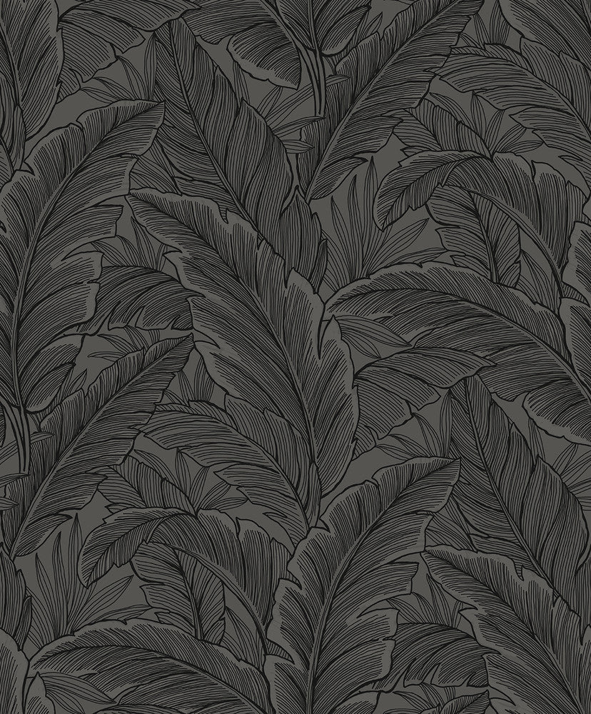 Gulf Tropical Leaves Slate Grey by Seabrook Wallpaper Etten Studios Online Netherlands 57.5 25.2" 20.9" - Fabric Carolina -