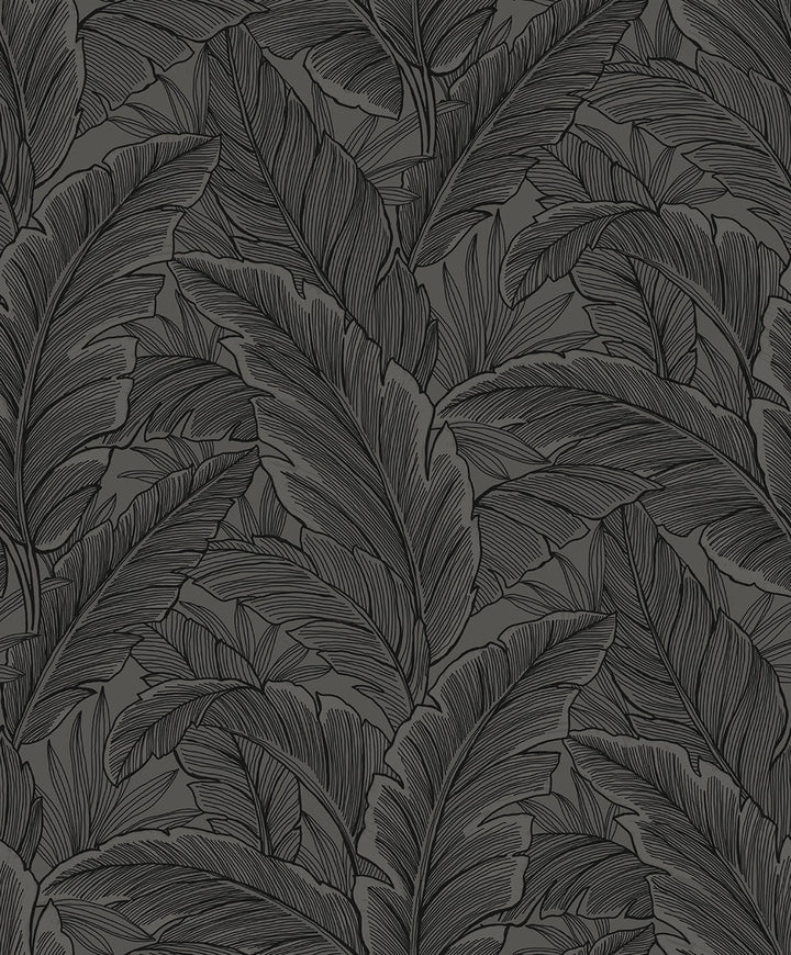 Gulf Tropical Leaves Slate Grey by Seabrook Wallpaper Etten Studios Online Netherlands 57.5 25.2" 20.9" - Fabric Carolina -
