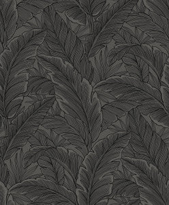 Gulf Tropical Leaves Slate Grey by Seabrook Wallpaper