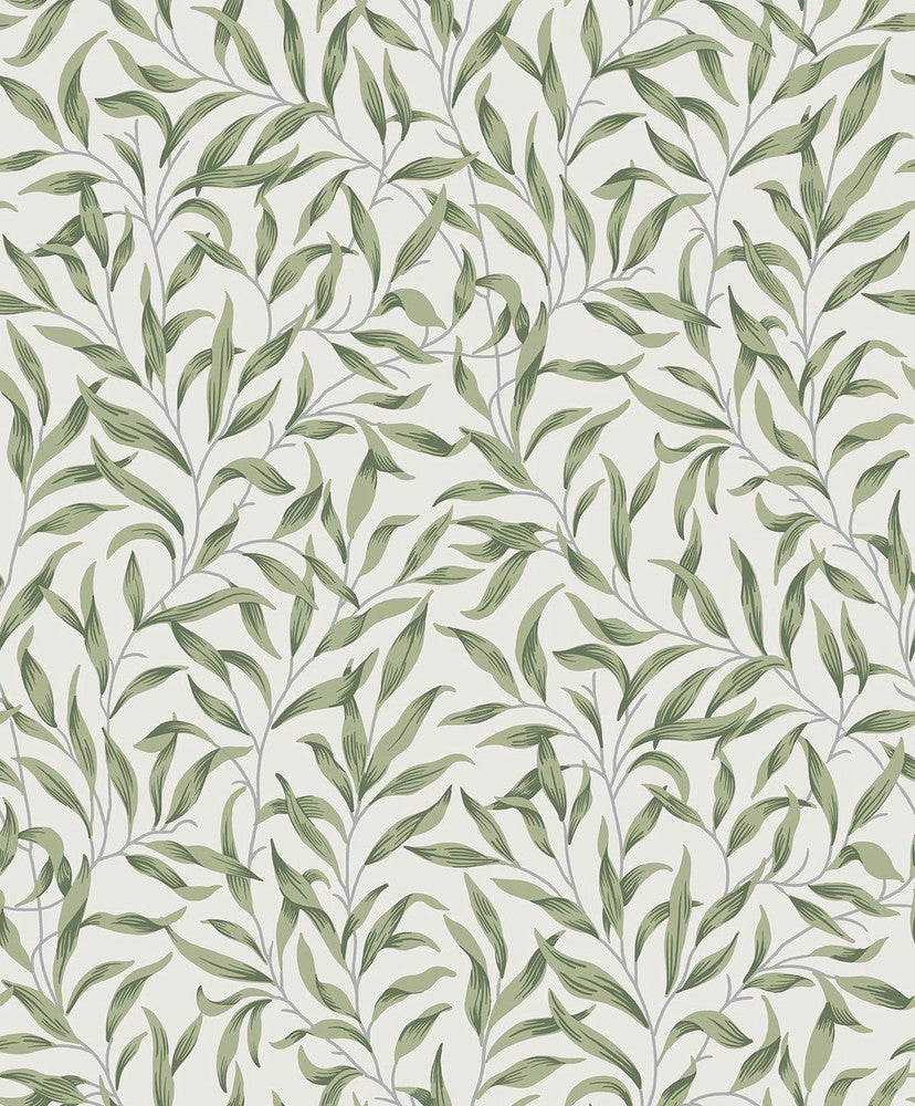 Willow Leaves Sprig Green by Seabrook Wallpaper Etten Studios Online Netherlands 57.5 25.2" 20.9" - Fabric Carolina -