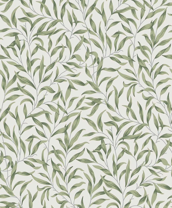 Willow Leaves Sprig Green by Seabrook Wallpaper Etten Studios Online Netherlands 57.5 25.2" 20.9" - Fabric Carolina -