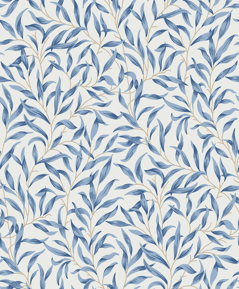 Willow Leaves Blue Lake by Seabrook Wallpaper Etten Studios Online Netherlands 57.5 25.2" 20.9" - Fabric Carolina -