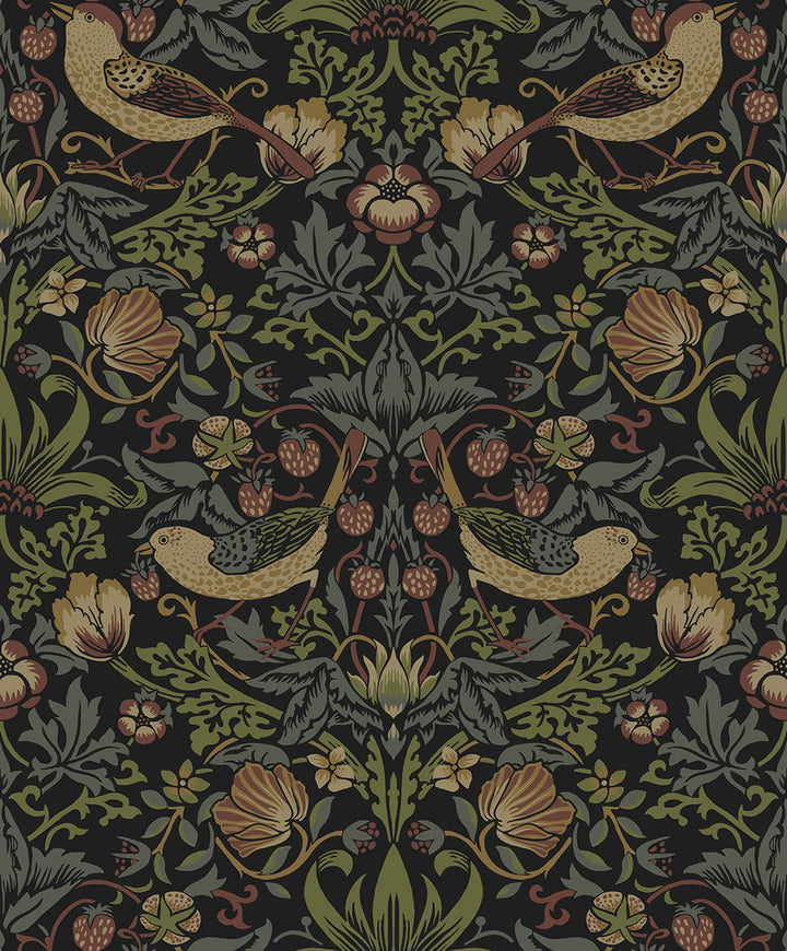 Strawberry Meadow Black by Seabrook Wallpaper Etten Studios Online Netherlands 57.5 25.2" 20.9" - Fabric Carolina -