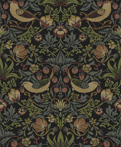 Strawberry Meadow Black by Seabrook Wallpaper