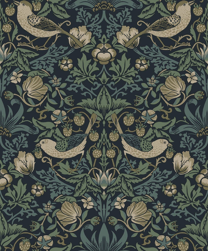 Strawberry Meadow Blue by Seabrook Wallpaper Etten Studios Online Netherlands 57.5 25.2" 20.9" - Fabric Carolina -