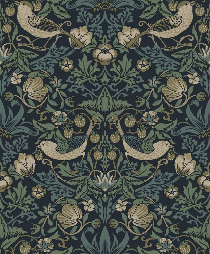 Strawberry Meadow Blue by Seabrook Wallpaper Etten Studios Online Netherlands 57.5 25.2" 20.9" - Fabric Carolina -