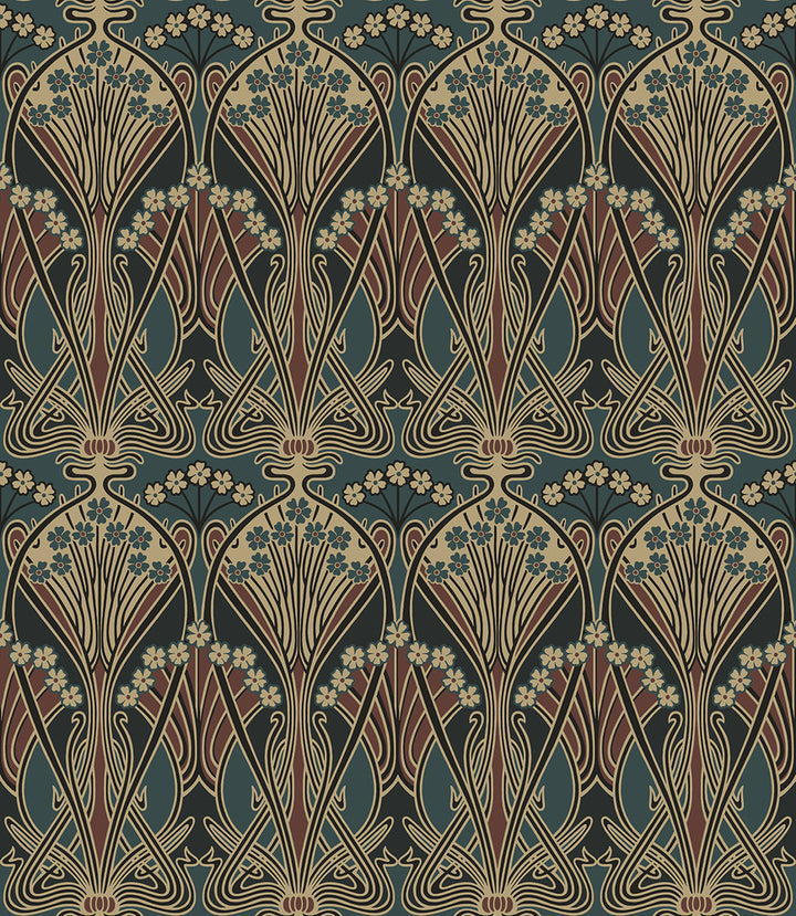 Deco Dragonflies Aegean Blue & Clay by Seabrook Wallpaper Etten Studios Online Netherlands 57.5 12" 20.9" - Fabric Carolina -