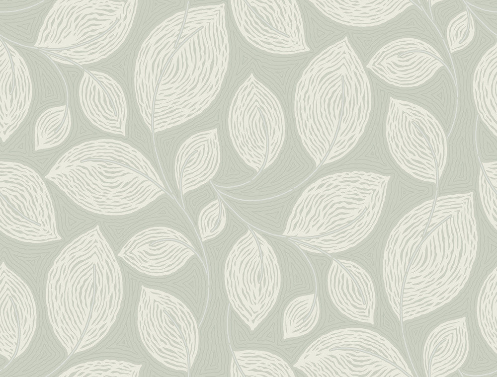 Contoured Leaves Green Wallpaper by Candice Olson Candice Olson Casual Elegance Covers about 60.8 square feet 27-in by 27-ft long roll Unpasted 25.25 - Fabric Carolina -