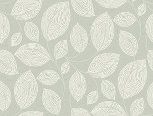 Contoured Leaves Green Wallpaper by Candice Olson