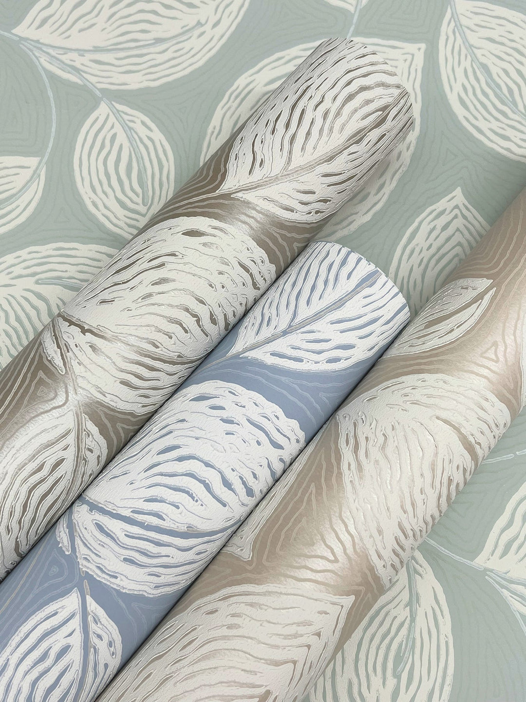 Contoured Leaves Taupe Wallpaper by Candice Olson Designer