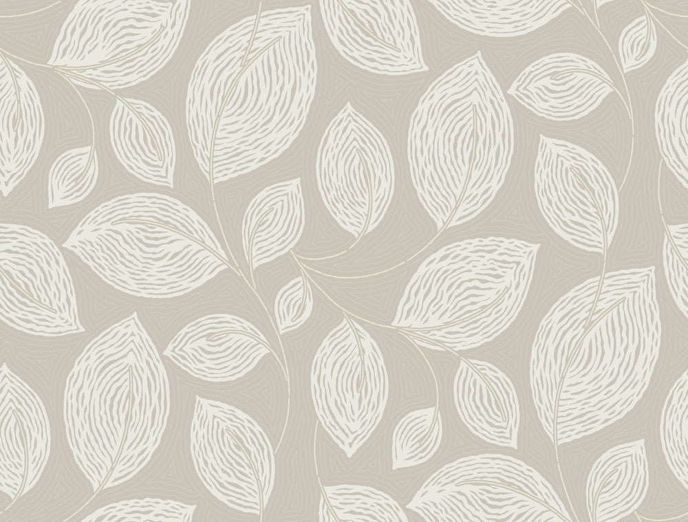 Contoured Leaves Taupe Wallpaper by Candice Olson Candice Olson Casual Elegance Covers about 60.8 square feet 27-in by 27-ft long roll Unpasted 25.25 - Fabric Carolina -
