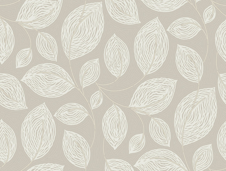 Contoured Leaves Taupe Wallpaper by Candice Olson Candice Olson Casual Elegance Covers about 60.8 square feet 27-in by 27-ft long roll Unpasted 25.25 - Fabric Carolina -