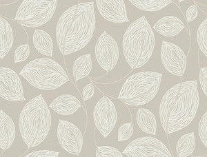 Contoured Leaves Taupe Wallpaper by Candice Olson