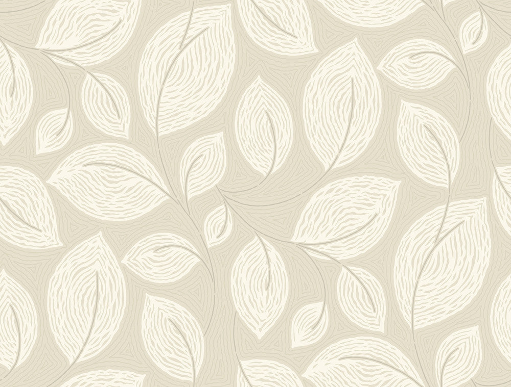 Contoured Leaves Sand Wallpaper by Candice Olson Candice Olson Casual Elegance Covers about 60.8 square feet 27-in by 27-ft long roll Unpasted 25.25 - Fabric Carolina -
