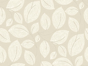 Contoured Leaves Sand Wallpaper by Candice Olson